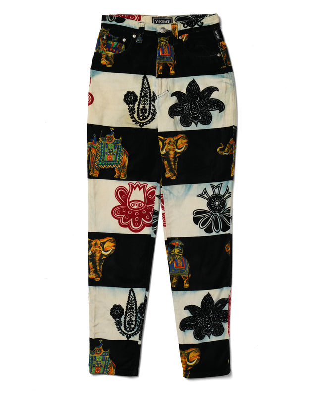 1995 Versace Jeans Couture “Elephant” Print Pants